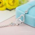 bracelets en diamant blingbling, bracelets coeur en argent sterling 925 bijoux en chaîne pour femmes